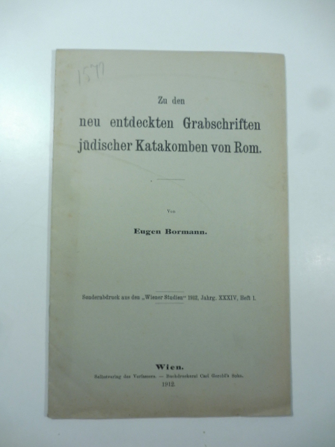 Zu den neue entdeckten Grabschriften judischer Katakomben von Rom